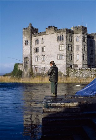 Ashford Castle, Lough Corrib, Co Galway, Ireland; Man Fishing In A Lake Stock Photo - Rights-Managed, Code: 832-03639625