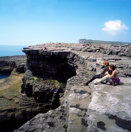 Inishmore, Aran Islands, Co Galway, Ireland; Couple Sitting On The Rocks Stock Photo - Rights-Managed, Code: 832-03639634