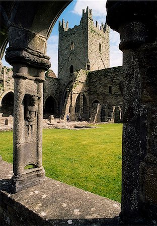 County Kilkenny, Ireland; Jerpoint Abbey Foto de stock - Con derechos protegidos, Código: 832-03639909