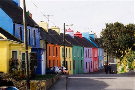 rows houses street - Eyeries, Beara Peninsula, Co Cork, Ireland; Colorful Houses In A Village Stock Photo - Rights-Managed, Code: 832-03640211