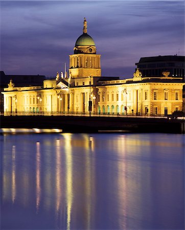 Dublin,Co Dublin,Ireland;Custom House On Liffey River Illuminated At Dusk Stock Photo - Rights-Managed, Code: 832-03640367