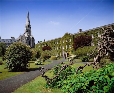 La nouvelle chapelle du Collège de la maison et place, Maynooth College, Co Kildare, Irlande de Saint-Joseph ;Chemin d'accès menant à Ivy couverts bâtiment Photographie de stock - Rights-Managed, Code: 832-03640566