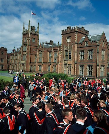 Graduation Day, Queen's University, Belfast, County Antrim, Ireland Foto de stock - Con derechos protegidos, Código: 832-03640764