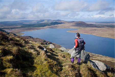 Hiker Looking Across Lough Easky In The Heart Of The Ox Mountains, County Sligo, Ireland Stock Photo - Rights-Managed, Code: 832-03640900