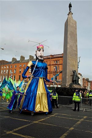 parade patriotic - Dublin, Ireland; A Tall Marionette In A Parade Stock Photo - Rights-Managed, Code: 832-03640956