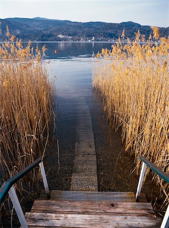 stair for mountain - View down a path through a lake at The Mayr Clinic spa. Stock Photo - Rights-Managed, Code: 832-03724044