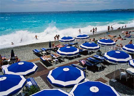 french riviera - People on beach with umbrellas, elevated view Stock Photo - Rights-Managed, Code: 832-03724554