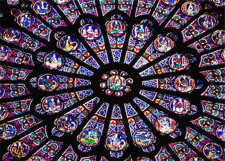 stained glass church - Rose Window in the Notre Dame Cathedral. Stock Photo - Rights-Managed, Code: 832-03724876