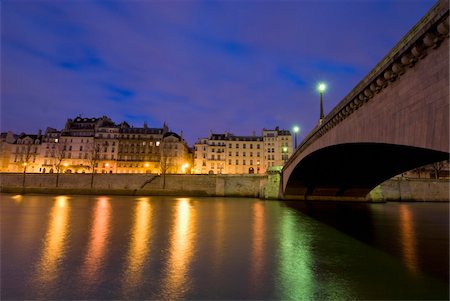 paris river seine bridge - Looking across river and bridge to Ile St Louis at dawn. Stock Photo - Rights-Managed, Code: 832-03724952