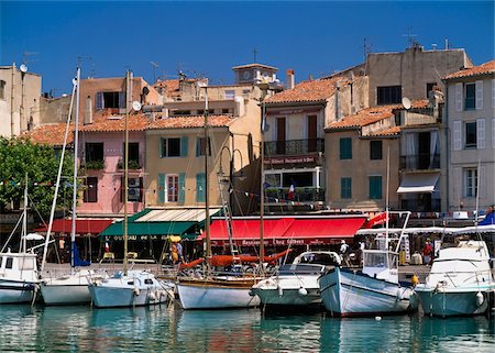 french cafes in france - Yachts moored at town waterfront Stock Photo - Rights-Managed, Code: 832-03724964