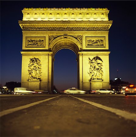 Arc de Triomphe at night. Stock Photo - Rights-Managed, Code: 832-03724992