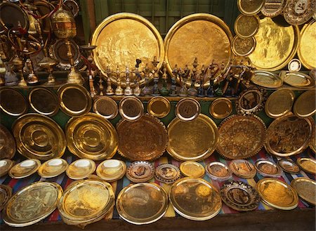 egyptian (people) - Brass plates in market, Close Up Stock Photo - Rights-Managed, Code: 832-03725019