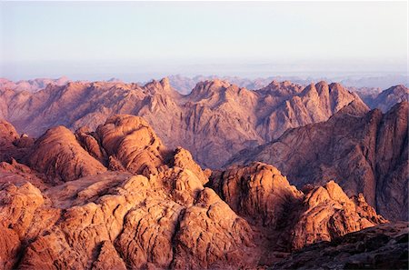 View from the summit of Mount Sinai at sunrise Stock Photo - Rights-Managed, Code: 832-03725029