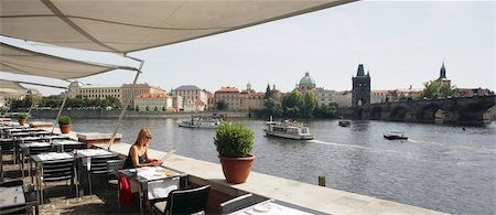 Woman reading menu in cafe near Charles Bridge Stock Photo - Rights-Managed, Code: 832-03723618
