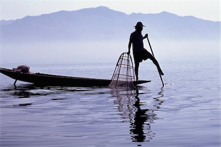 fish in boat - Traditional fisherman on Inle Lake Stock Photo - Rights-Managed, Code: 832-03723988