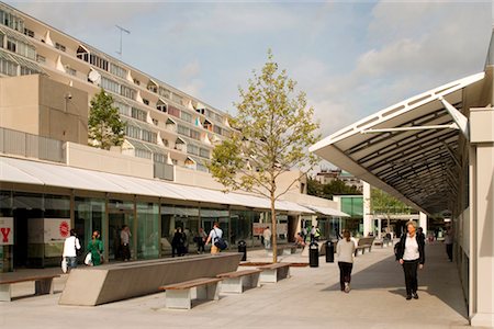 The Brunswick Centre, Camden, London, 1966-71, listed Grade II; redevelopment 2006. Shops and housing. Architects: Patrick Hodgkinson; Levitt Bernstein Associates Stock Photo - Rights-Managed, Code: 845-04826520