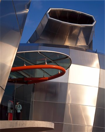 National Centre for Popular Music, Sheffield, 1999. Now closed. Close-up detail of building. Architects: Branson Coates Stock Photo - Rights-Managed, Code: 845-04827142