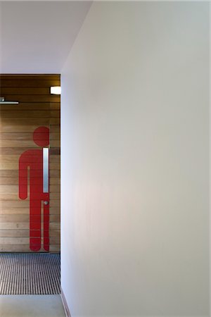 door to bathroom - Jasin's Restaurant, Deal Pier, Kent, England. Architects: Niall Mclaughlin Architects Stock Photo - Rights-Managed, Code: 845-05837744