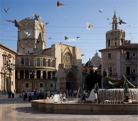 dom - Plaza De La Virgen und der Kathedrale, Valencia. Stockbilder - Lizenzpflichtiges, Bildnummer: 845-05837871