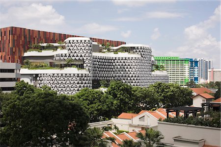 singapore restaurants - Exterior of iluma shopping and cinema complex in Singapore by WOHA Facade lighting by realities united. Architects: WOHA Stock Photo - Rights-Managed, Code: 845-05838069