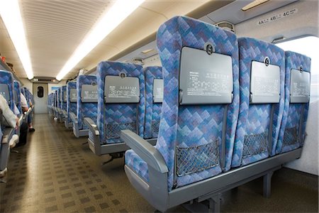 Inside a Nozomi style Shinkansen train, otherwise known as a bullet train, Himeji, Japan Foto de stock - Con derechos protegidos, Código: 845-05838143