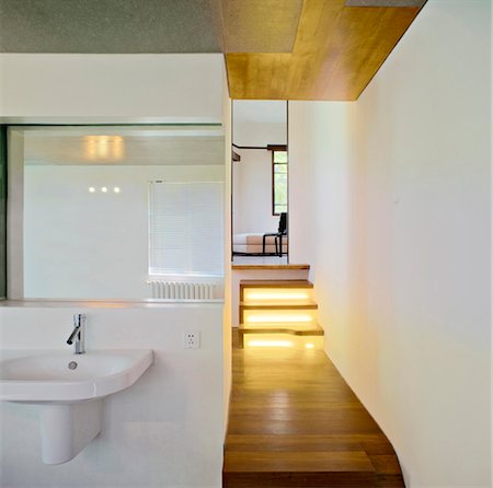 View from bathroom along corridor. Conversion of a double-bayed 1930s lane house in Nanhui Road, Shanghai, by sciskewcollaborative (Singapore architects Koon Wee and I-Shin Chow). Completed 2007 Stock Photo - Rights-Managed, Code: 845-05838396