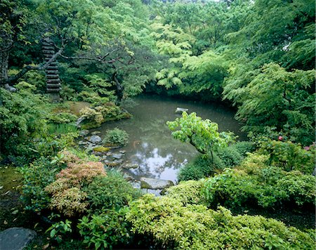 Oriental style garden with pond Stock Photo - Rights-Managed, Code: 845-05838918