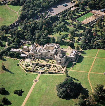 regina vittoria - Osborne House. Aerial view. 1851. Architects: Thomas Cubitt Fotografie stock - Rights-Managed, Codice: 845-05839440