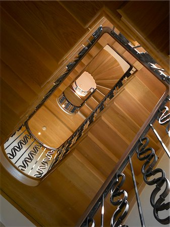 simsearch:845-03777555,k - Low angle view of winding staircase in Chelsea home, London, UK. Architects: Chris Dyson Architects Stock Photo - Rights-Managed, Code: 845-06008039