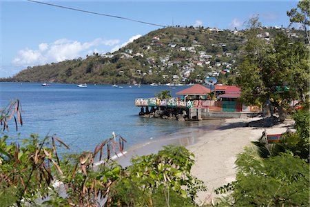 Beach huts on jetty, Grenada, West Indies Stock Photo - Rights-Managed, Code: 845-06008092