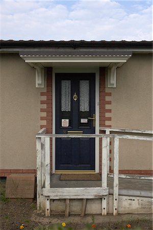 Front door of pre-fabricated bungalow, Grimsby, Lincolnshire, England, UK. Stock Photo - Rights-Managed, Code: 845-06008107
