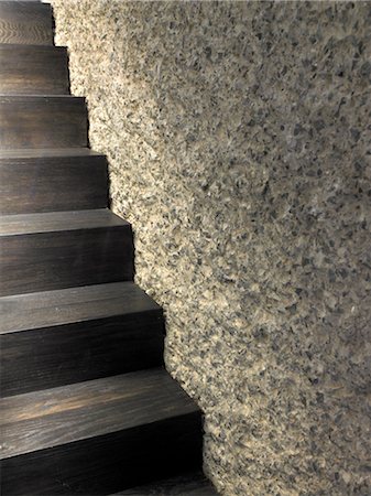 european residential architecture - Dark wood staircase in Barbican Apartment, London, UK. Architects: Mackay and Partners Stock Photo - Rights-Managed, Code: 845-06008143