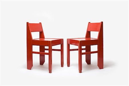 Red Painted Wooden Chairs, Dutch, 1920's. Designed at Ecole de La Haye Fotografie stock - Rights-Managed, Codice: 845-06008185