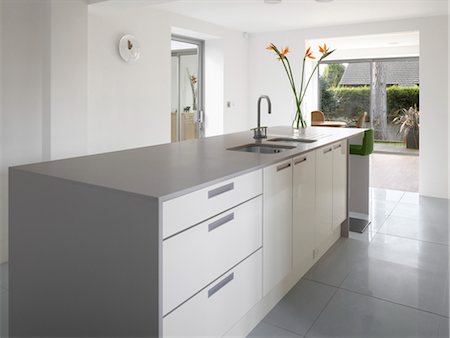 empty kitchen - House extension at Heath Park Drive, London by Paul Archer Design. Architects: Paul Archer Design Stock Photo - Rights-Managed, Code: 845-06008301