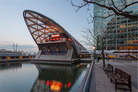 railroad station - Exterior view of Crossrail Place, Canary Wharf, London, UK. Stock Photo - Rights-Managed, Code: 845-08939849