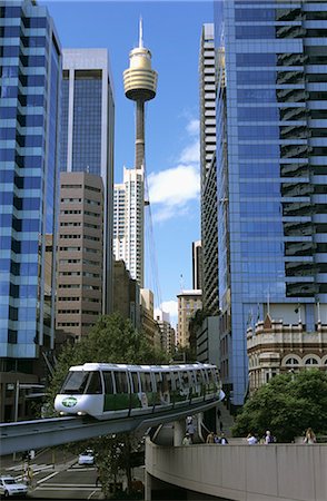 Metro Monorail at Darling Harbour and AMP Tower, Sydney. Foto de stock - Con derechos protegidos, Código: 845-02725127