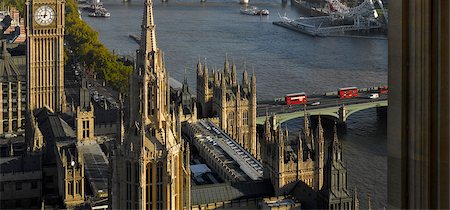 european clock tower on bridge - Westminster bridge from Victoria Tower, Houses of Parliament, London. Stock Photo - Rights-Managed, Code: 845-02725735