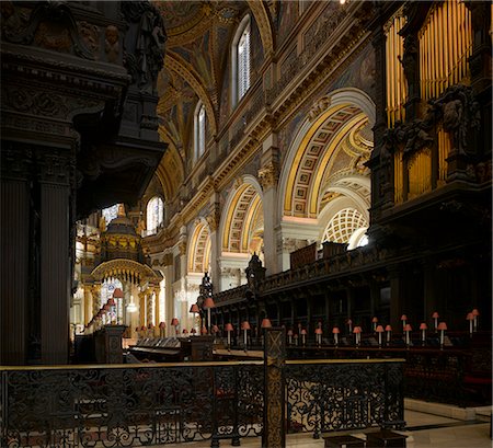 simsearch:845-02725778,k - St. Paul's Cathedral, City of London, London. Organ and High Altar. Architect: Sir Christopher Wren. Stock Photo - Rights-Managed, Code: 845-02725784