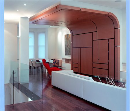 Cannon Place, Hampstead, 2005. Remodelled residential interior. Formal living room with leather side unit. Architect: Belsize Architects Foto de stock - Con derechos protegidos, Código: 845-02726002
