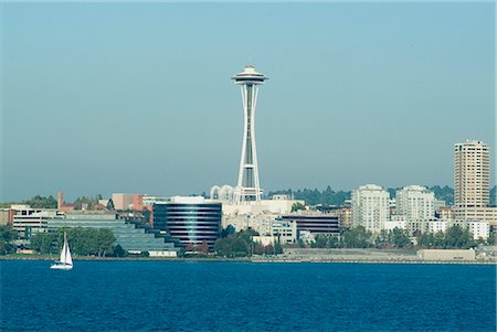 simsearch:845-02726324,k - Seattle (and Space Needle) view from Bainbridge (Island) ferry, Washington, USA - built 1961 Foto de stock - Con derechos protegidos, Código: 845-02726412