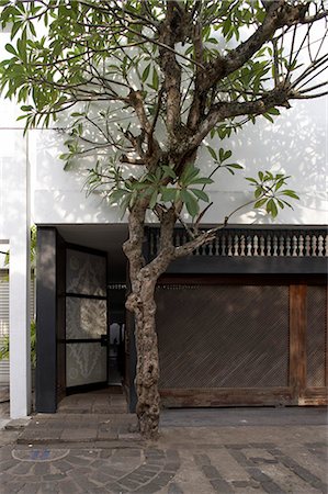 entrance modern house - Bagatelle Road, Sri Lanka.Home of the late Geoffrey Bawa. Architect: Geoffrey Bawa Stock Photo - Rights-Managed, Code: 845-02727216