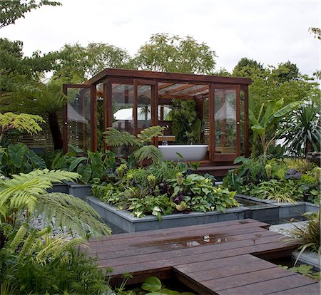 english garden not people - The Burgbad Sanctuary, 2008 Hampton Court Flower Show, England. Designer: David Cubero and James Wong Stock Photo - Rights-Managed, Code: 845-02727687