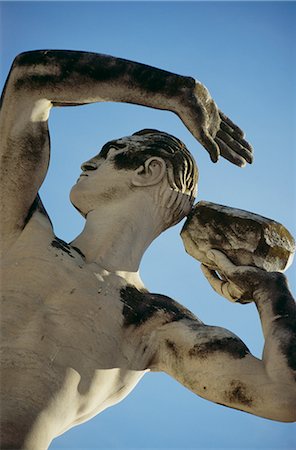 Mussolini Sports Stadium, Rome - Olympic Games 1933 - Statues - Fascist architecture Fotografie stock - Rights-Managed, Codice: 845-02729456