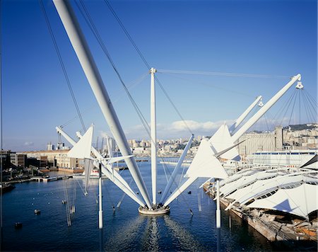 Redevelopment of the Old Harbour, Genoa. 1985 - 1992. Architect: Renzo Piano Building Workshop Stock Photo - Rights-Managed, Code: 845-02729566