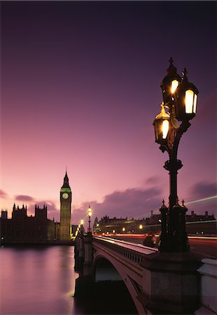 Westminster Bridge at sunset with Houses of Parliament, London, 1862. Architect: Thomas Page Sir Charles Barry Stock Photo - Rights-Managed, Code: 845-02729684