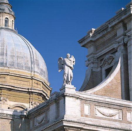 Santa Maria Degli Angeli, near Assisi, Umbria. Detail of facade and dome. Stock Photo - Rights-Managed, Code: 845-02729746