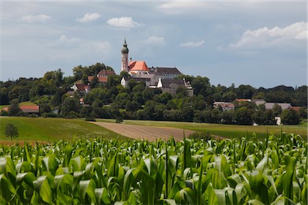 Kloster Andechs, abbatiale Baroque extérieur situé sur une colline à l'est du lac Ammersee en Bavière, Allemagne Photographie de stock - Rights-Managed, Code: 845-03464027