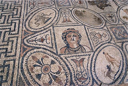 roman mosaic patterns - Labours of Hercules Mosaic, House, Numidian, Roman site of Volubilis, near Meknes, Morocco Stock Photo - Rights-Managed, Code: 845-03464402