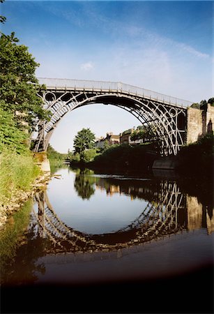 Iron Bridge. View of the bridge. 1779. Engineers: Abraham Darby III Stock Photo - Rights-Managed, Code: 845-03464627
