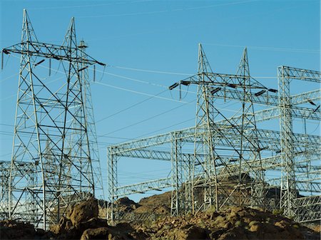 Electricity pylons entrance to Hoover Dam Stock Photo - Rights-Managed, Code: 845-03463699